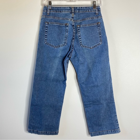 Gap Womens Boot Cut Capri Jeans Sz 6 Blue Medium Wash Distressed Stretch Denim - Picture 4 of 10